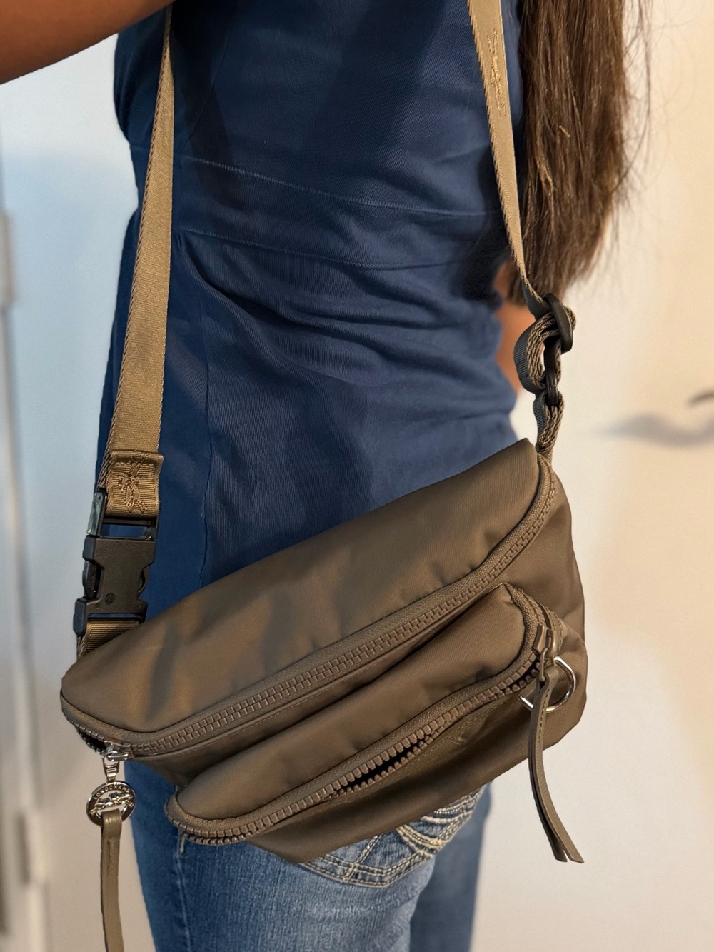 Longchamp nylon belt bag in khaki green